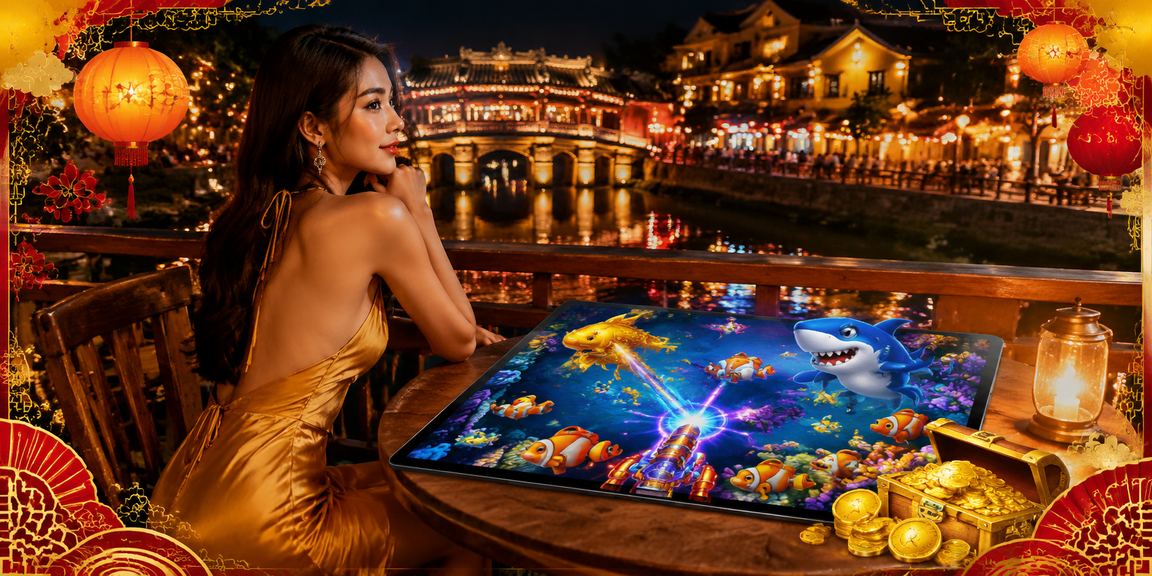 Người chơi Bắn Cá trực tuyến tại quán cà phê phố cổ Hội An